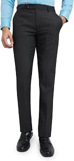 Park Avenue Men's Mid Rise Checks Pattern Regular Fit Polyester Blend Flat Front Formal Trouser