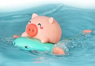 Bath Toy Swimming Pig Wind Up Water Floating Toys,Bathtub Water Spray Toys - Green