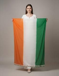 Tricolour Dupatta for Women, Lightweight, Indian Tricolor, National Day Celebration