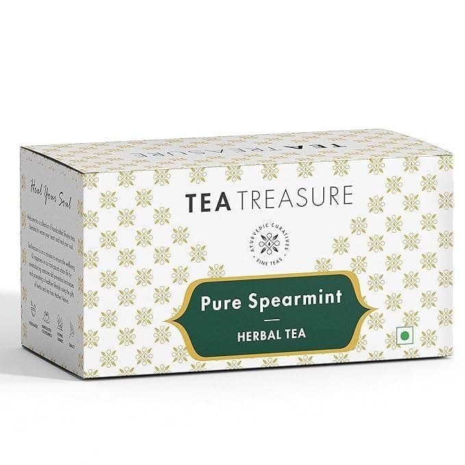 Tea Treasure - Spearmint Herbal Tea - 25 Tea Bag - Helps in PCOS, PCOD, Relief Hormonal Balance, Weight Management, Reduce Facial Hair & Digestion | Caffeine Free Spearmint Tea Bag