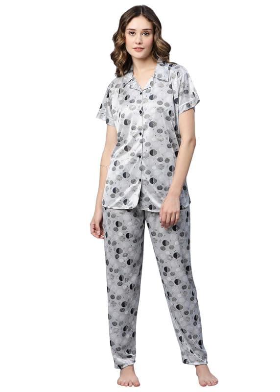 AV2 Women Satin Short Sleeve Top And Pajama Set 2297