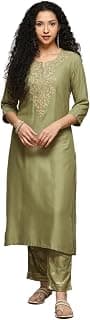 BIBA Women Embroidered Straight Kurta Set