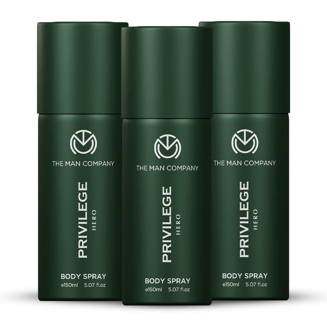 The Man Company Privilege Hero Deodorant Combo for Men -150ml*3 | Premium Body Spray For Man | Long-Lasting Fragrance | Perfect Deo Set For Everyday Use | Valentine gift Set for Boyfriend, Husband
