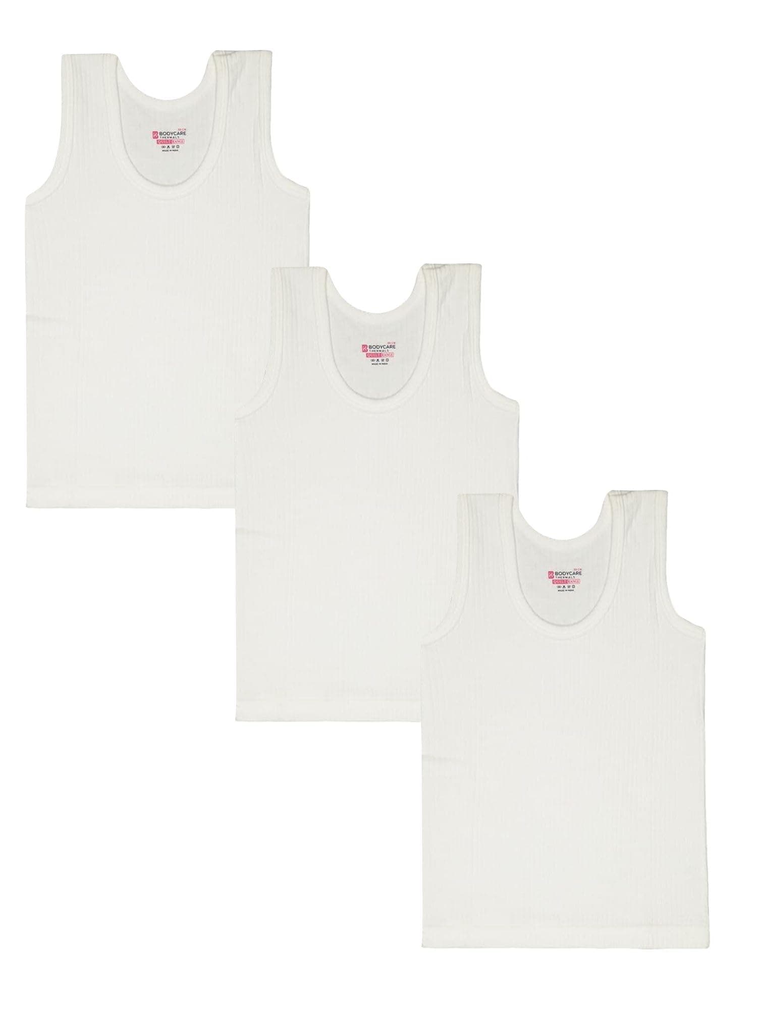 BODYCARE Insider Unisex Kids Thermal Vest Tops for Girls & Boys | Warm Innerwear for Winter | Soft Cotton Blend Thermals | Sleeveless Undershirts for Children | Pack of 3