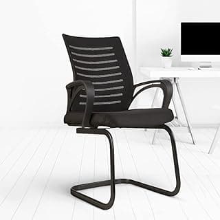 CELLBELL Desire C104 Mesh Mid-Back Ergonomic Office Visitor Chair/Study Chair Computer Chair for Work from Home Metal Base [Black]