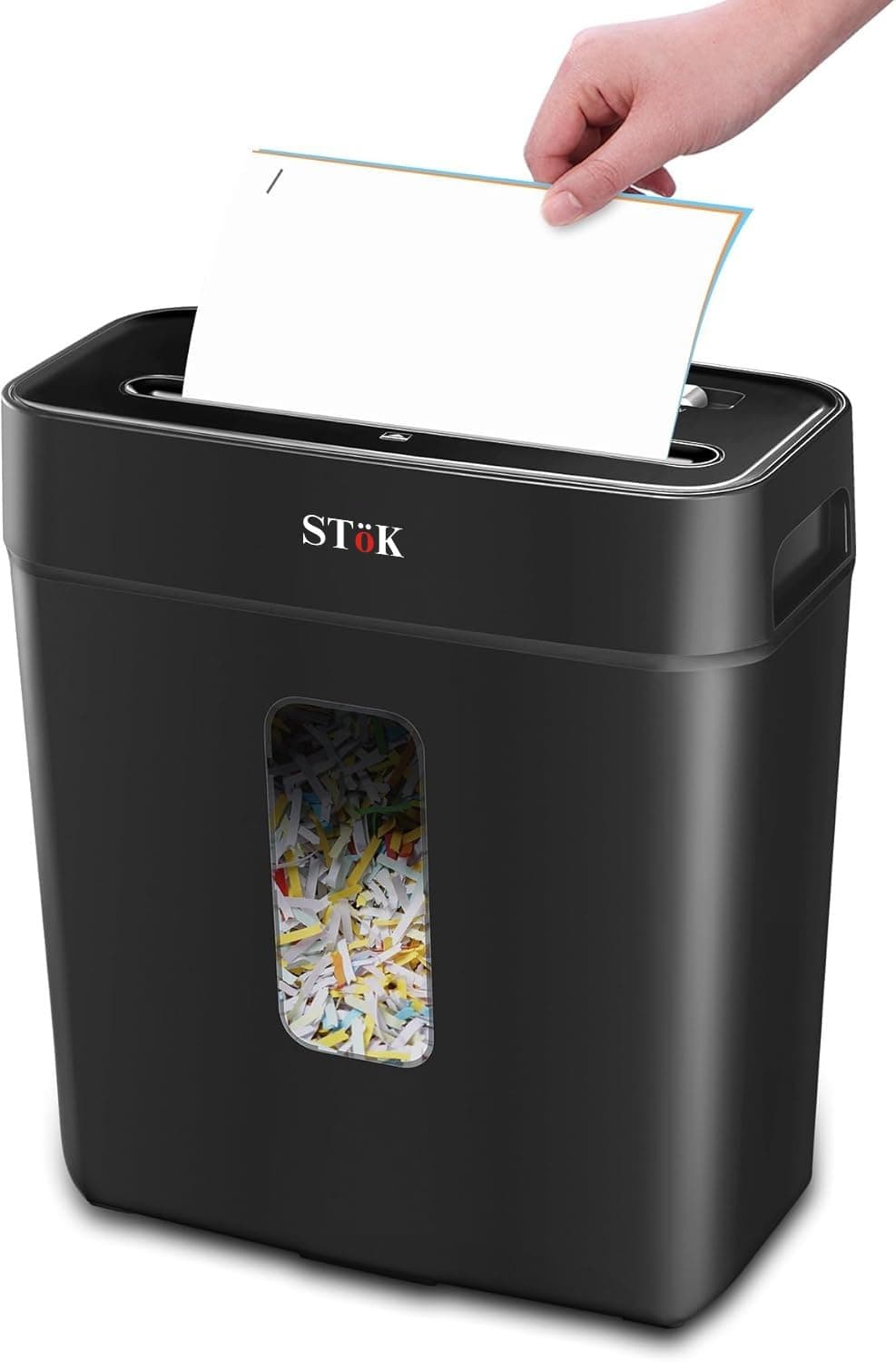 STöK (ST-15CC) 6-Sheet Cross-Cut Paper Shredder for Home & Office, P-4 High Security Level, Super Quiet with Jam Proof System, 12 Liter Bin (One Year Offsite Warranty)