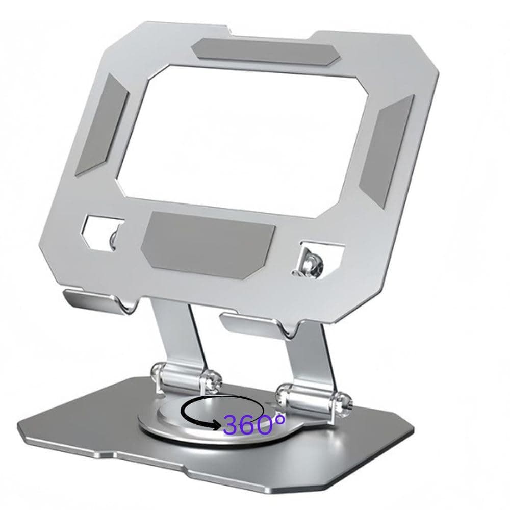 SOOPII Heavy-Duty Metal Tablet Stand Holder with 360° Rotating Base | Multi-Angle Adjustable | Sturdy & Universal Compatibility for All Tablets, iPad Pro 12.9/11/10.9/10.2, iPad Air & More (Silver)