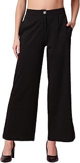OOMPH! Women's Straight Fit Mid Rise Korean Trousers|Trouser Pants for Women|Elegant Workwear for Office, College & Events|Trousers for Woman