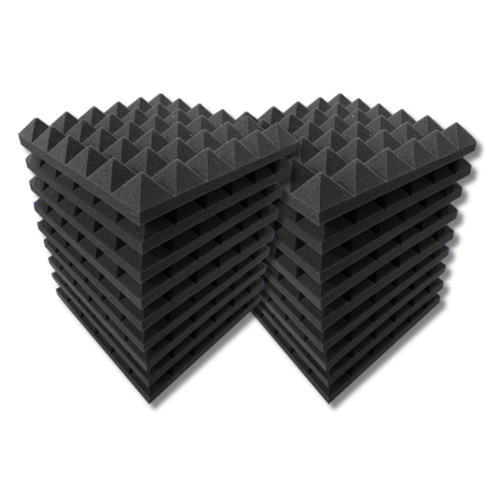 Freqncy® Pyramid Acoustic Foams, A1 Soundproofing Acoustic Panels for Studio, Home Theatre, Office, 1x1Ft 2” | OG Black | 18 Pc