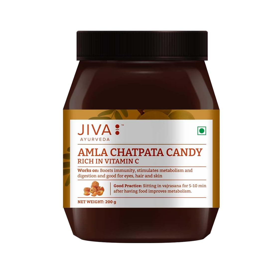 Jiva Amla Chatpata Candy | Rich In Dietary Fibres & Vitamin C, Boosts Immunity, Supports Healthy Digestion -200g (Pack Of 1)
