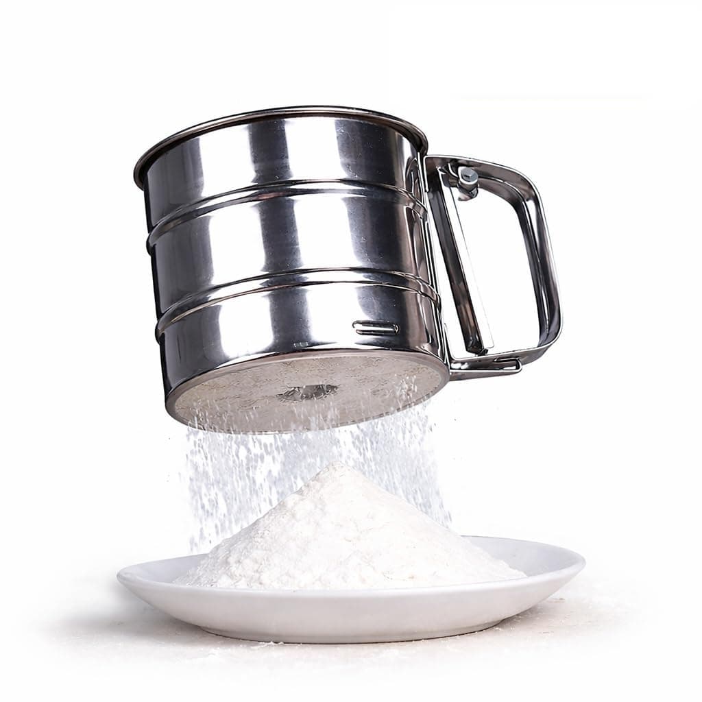 Flour Sifter Hand Press | Stainless Steel Atta Chhani | Corrosion-Resistant Large Capacity Flour Sieve | Perfect for Sugar, Flour, Coffee Powder | Atta Chalni (Atta Shifter)