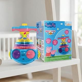 Peppa Pig Dizzy Glow Top - Musical Spinning Top Toy with LED Flashing Lights,360 Degree Rotation Magic Spinner Lattoo- Birthday Gift for Kids Boys & Girls, Easy Twist & Play,3+ Years (Pink)