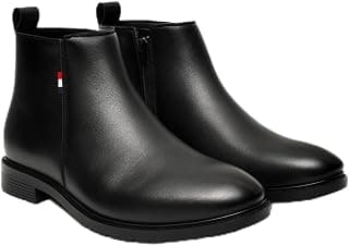 OFRI Chelsea Boots for Men | Black Leather Ankle Length Formal Shoes | Side Zip Closure | Durable Casual Office Footwear