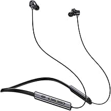 pTron Tangent Eon w/ 50Hrs Playtime, Immersive Sound, HD Mic & AI-ENC Clear Calls, Dual-Device Pairing, Magnetic On/Off Function, BT5.4 Wireless Neckband, Voice Asst., Type-C Charging & IPX5(Obsidian)
