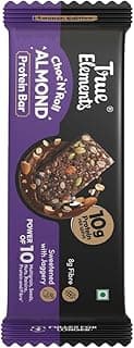 True Elements Choc ‘N’ Roll Almond Protein Bar 50gm - No Refined Sugar | 10g Protein + 7g Fibre | Healthy Snacks | Crunchy Chocolate Protein Bar