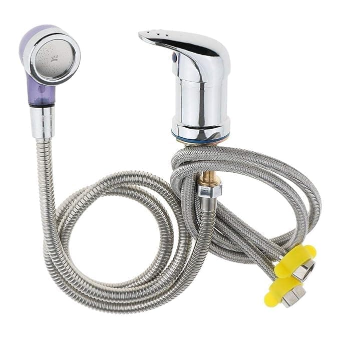 RSP HOME DECOR Salon Mixture Shampoo Station Faucet Set with Hand Shower, Hot and Cold Water Mixer, Chrome Plated Metal, Silver