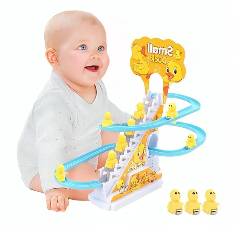 Sky Tech® Ducks Slide Toys for Kids - Ducks Chasing Race Slide Game Set - Small Ducks Stair Climbing Toys for Kids, Escalator Toy with Lights and Music - 3 Duck Included (Ducks Slide)