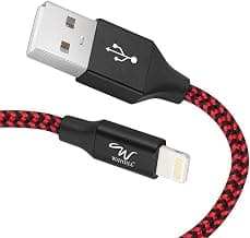 Wayona Usb Nylon Braided Data Sync And Charging Cable For Iphone, Ipad Tablet (Red, Black)