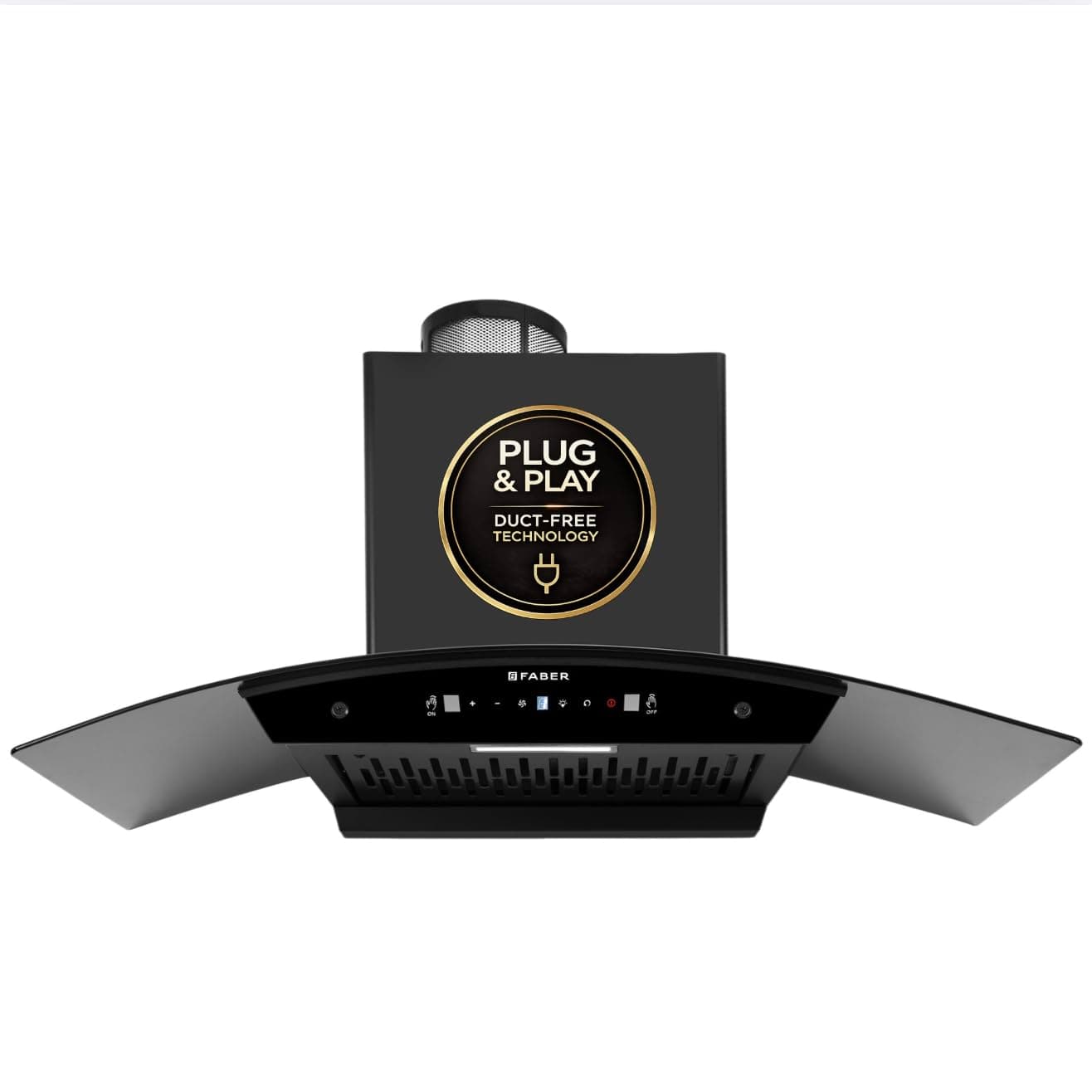 Faber Vento 90cm 1500m3/hr BLDC Plug N Play Autoclean Chimney|Filterless|Free installation|Touch & Gesture Control|12yrs on Motor,2Yrs Comprehensive warranty|HOOD VENTO BLDC PNP HC FL SC BK IN 90-C