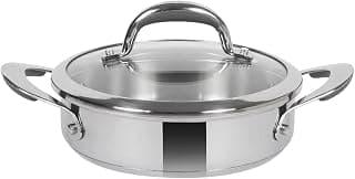 Meyer Select Nickel Free Stainless Steel Sauteuse with Glass Lid | Steel Saute Pan with Triply Base| Frying Pan with Lid | Gas and Induction Suitable | 28cm/ 4.77 Litre, Silver