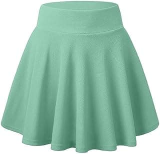 Generic CRAMPLE® ® Women's Basic Versatile Stretchy Flared Casual Mini Skater Skirt [Waist-26,Length -17.5]