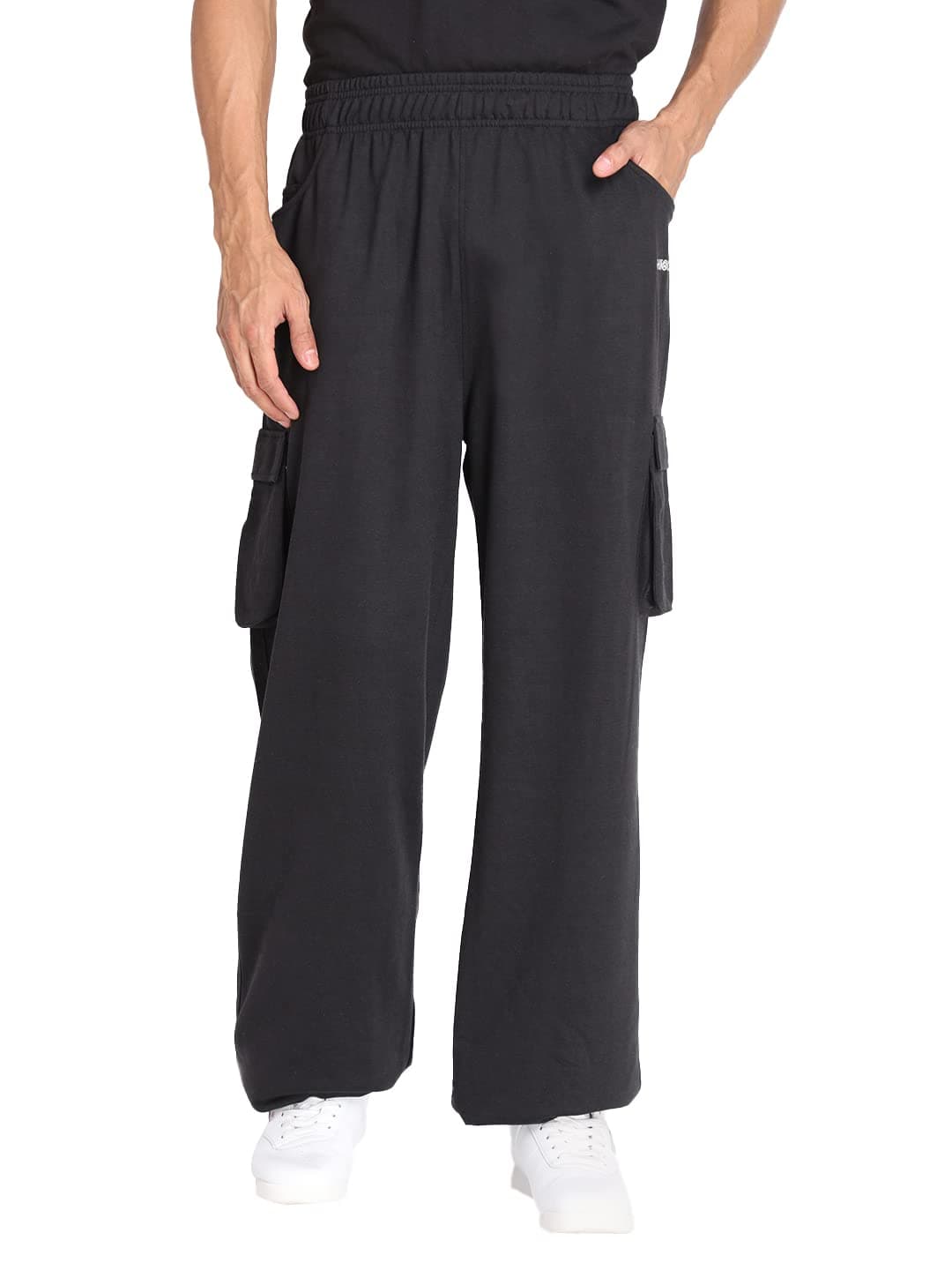 CHKOKKO Men Casual Track Pant Regular Fit Lower with Pocket Black Medium, Mid Rise