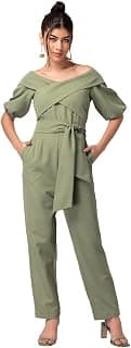 FabAlley Department5 Light Green Drop Shoulder Front Tie Jumpsuit