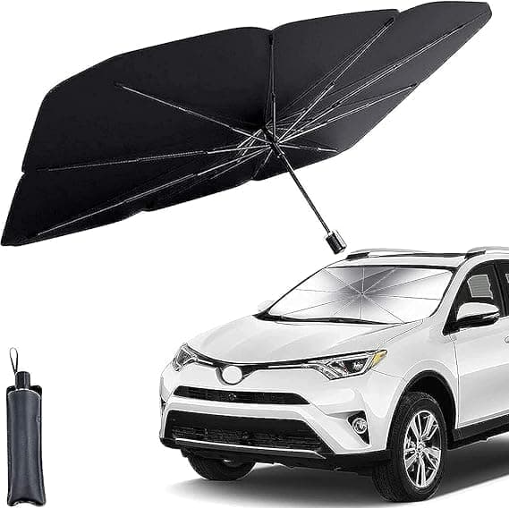 Car Sun Shade Windshield Cover – Umbrella Windshield Sunshade for Car Front Window, Sun Protection and Heat Insulation Foldable Sunshade, Full Cover Sun Shade for Most Vehicles-Black4