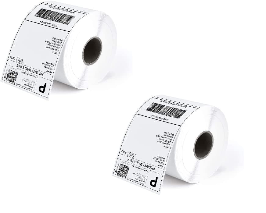 True-Ally 4x6 Thermal Transfer Chromo - 100x150 mm - 400 Labels/Roll - Perforated - (Ribbon Needed to Print) Blank Address Shipping Compatible with TSC, Zebra (Pack of 2)