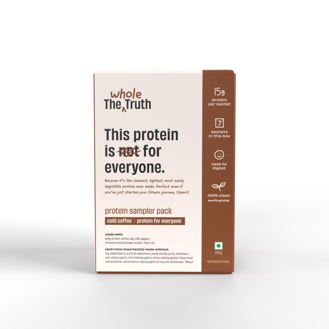 The Whole Truth 15g Protein/Sachet | Pack of 7 Sachets | Cold Coffee | Protein For Everyone | Beginners Protein Powder | Clean, Light & Easy to Digest | No Artificial Flavours (210 g)