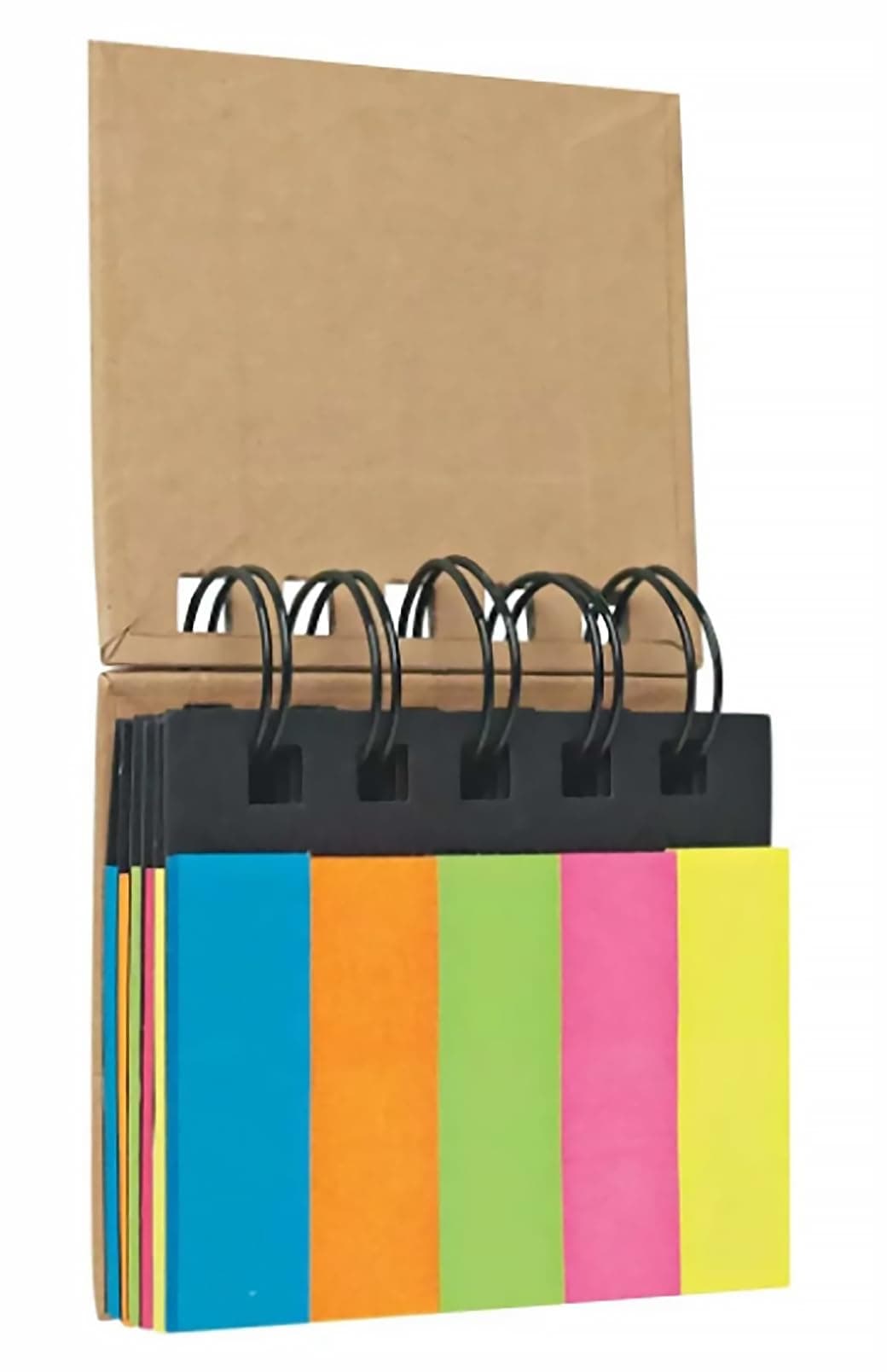 GLUN® 7x5cm Self-Sticky Notepad, Fluorescent Colour Sticky Notes with Spiral Binding Portable Page with Markers Index Tabs, Home, Office, School Bookmarks Pack of 1