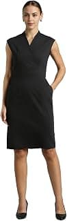 Van Heusen Women's Cotton Blend V Neck Mid-Length Sheath Comfort Fit Above The Knee Dress