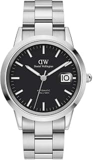 Daniel Wellington Iconic Analog Watch for man with Black Round Dial & Silver Stainless Steel Bracelet Band Water Resistant Men's Wrist Watches - DW00100482
