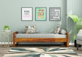 Divan Bed for Living Room, Drawing Room, & Bedroom, Space Saving | Wooden Cot/Palang/Diwan | Solid Sheesham Wood (Honey Finish)