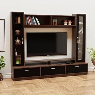 NEEHV HOME Bella TV Unit for Living Room | Entertainment Unit | Ideal Storage for TV up to 65" (Brazilian Walnut and Black, 40 X 215 X 175)