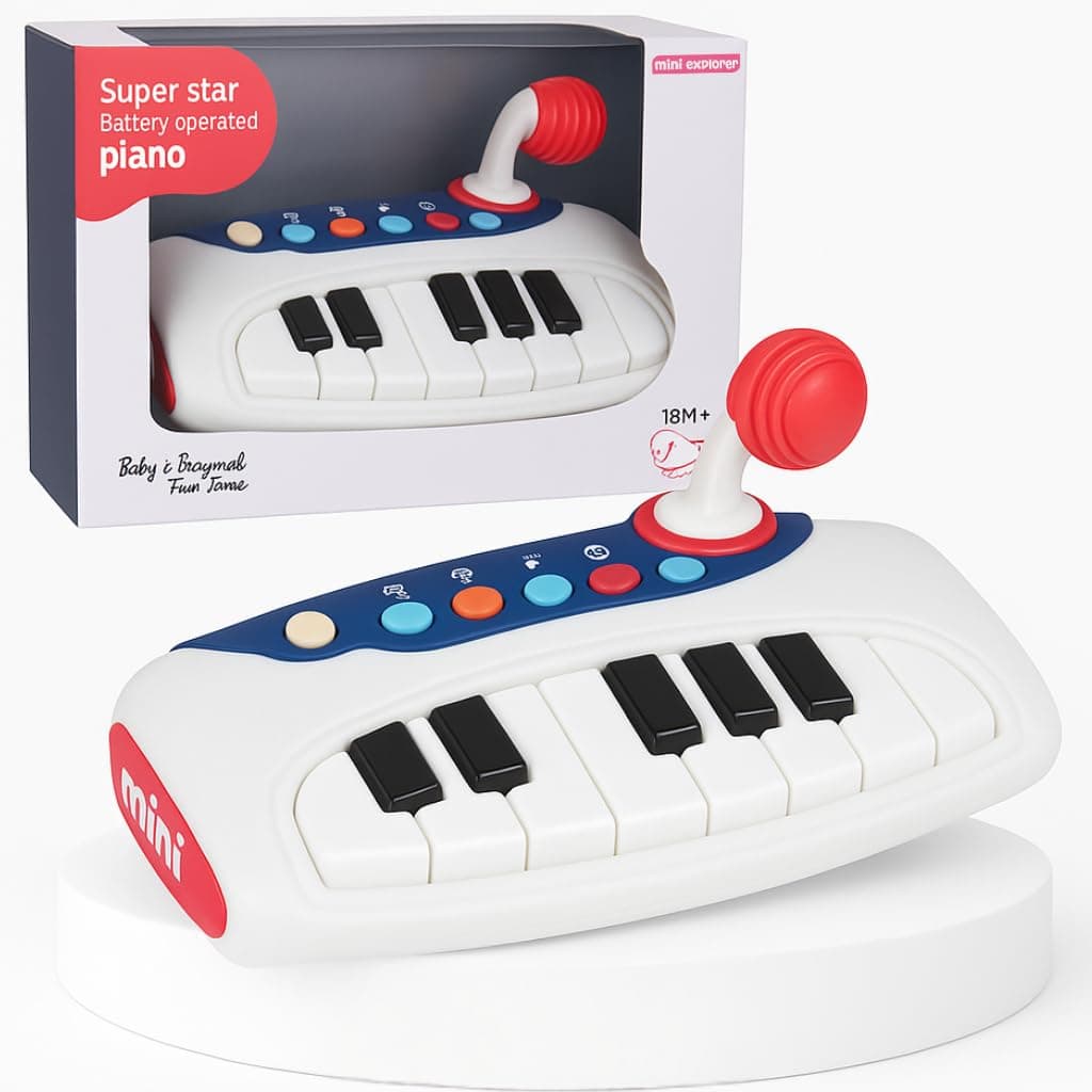 MiniExplorer Kids Piano Keyboard with Microphone | Musical Toy for Toddlers & Children | Light-Up Keys, Interactive Music & Sound Toy | Early Learning Educational Piano for Boys & Girls Ages 2+