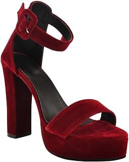 GLEMATOZ Women’s Velvet Block Heel Sandals with Ankle Strap & Platform – Elegant Party Heels for Evening & Wedding Footwear