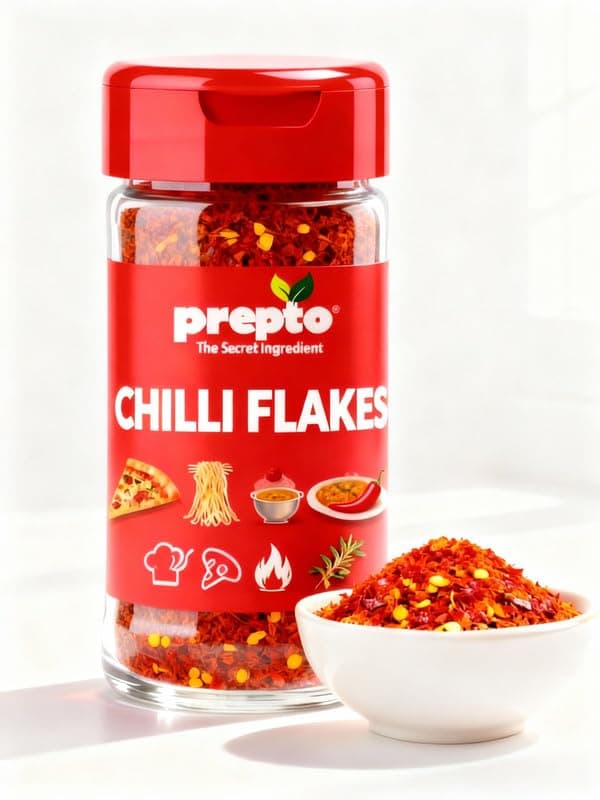 PREPTO Red Chilli Flakes 100g | Premium Sun-Dried Crushed Red Chillies| Aromatic, Spicy, 100% Natural| No Colours, No Additives, No MSG| Perfect for Pizza Pasta & Garlic Bread| Ingredients Made Simple