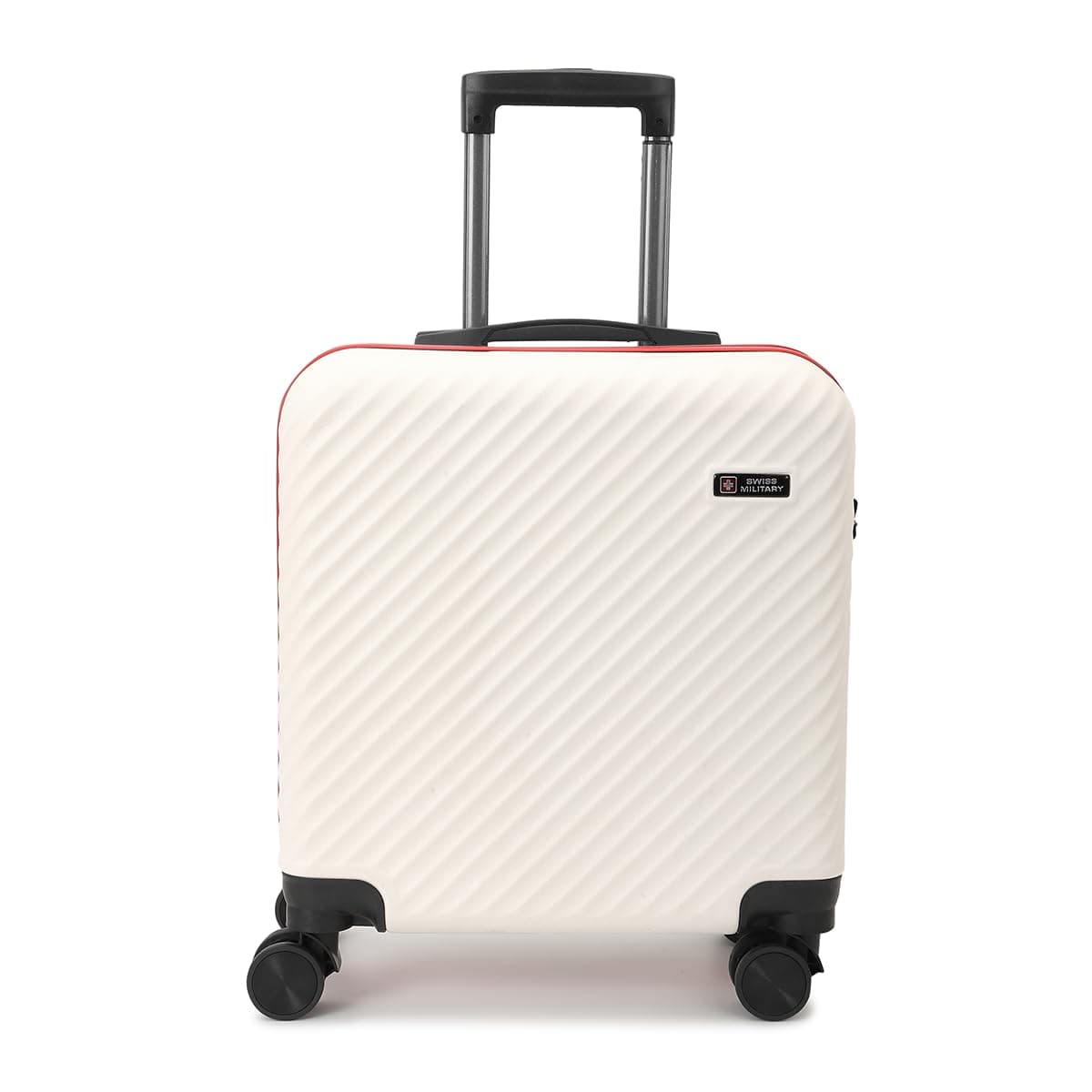 SWISS MILITARY Sirius Overnighter 45cm Hard Shell Cabin Luggage Trolley with 15.4” Laptop Compartment & 3 Dial Lock, 360° Wheels, Lightweight PC Travel Suitcase Bag for Men & Women (39L) White