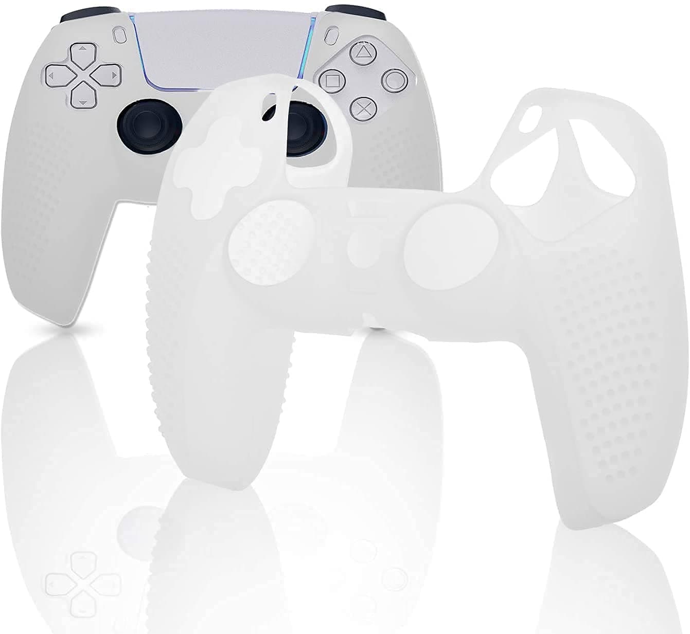 Microware P5 Silicone Controller Case Cover Skin Grip Protector for Play stetion 5 Accessories Transparent (Pack of 1,p5controllertransparentsleeve)