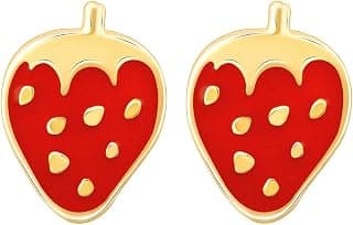 GIVA Girl Silver Golden Cute Strawberry Kids Earrings | Birthday Gifts For Kids | With Certificate Of Authenticity And 925 Stamp | 6 Month Warranty