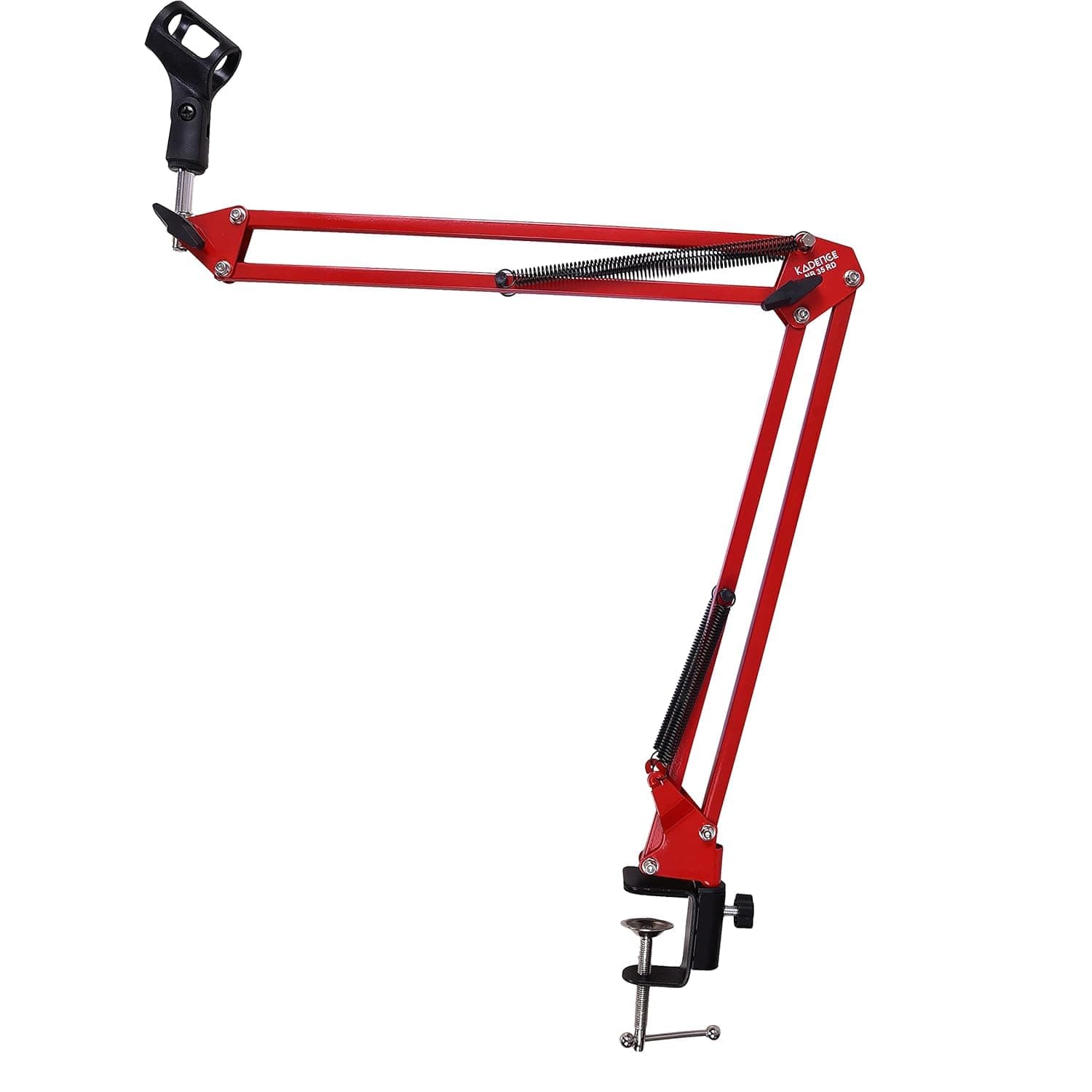 Kadence NB35RD Home Series Mic Boom Arm Stand | Steel Frame & Smooth Angle Adjustment | Dual-Spring Suspension with 360° Rotation | Desk Clamp Mount for Recording, Streaming & Online Classes | Red
