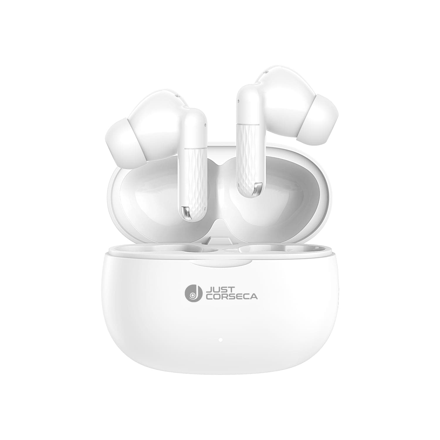 JUST CORSECA JC Skye Bluetooth 5.3 True Wireless Earbuds | 10mm Dynamic Drivers | Smart Touch Control | Type-C Charging | Up to 30 Hours Playtime (White)