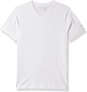 Van Heusen Men Athleisure V-Neck T-Shirt - 100% Combed Cotton - Short Sleeve, Ultra Soft_60035_White_XS