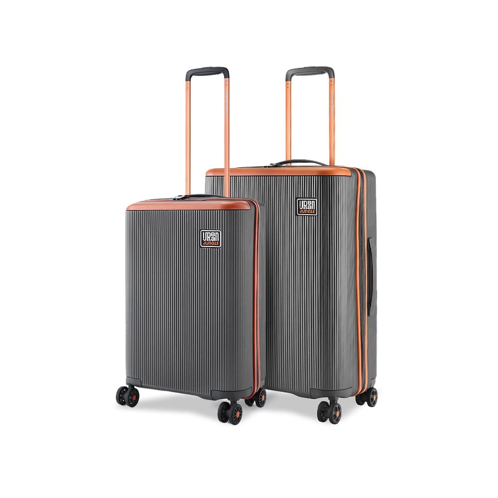Urban Jungle by Safari, The Lumolite Light Weight Set of 2, Cabin & Medium Trolley, 40L & 74L Capacity Hard Sided Polycarbonate Suitcase, TSA Approved Lock, 8 Silent Wheels (Grey)