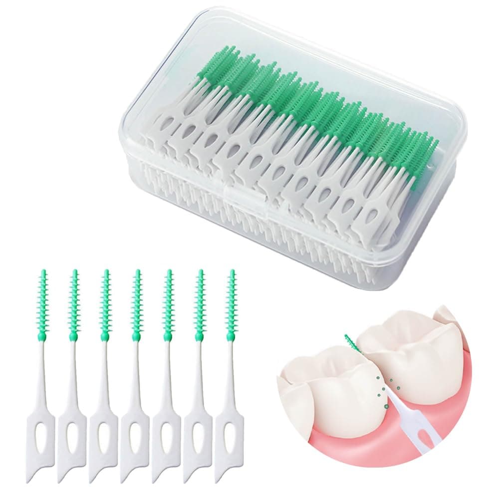 40 PCS Interdental Brushes for Teeth, Soft Silicone Dental Cleaners | Soft silicone interdental brushes clean between teeth and around braces, with a portable case for home, travel and daily use