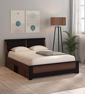 Mintwud Pepperfry Engineered Wood King Size Bed with Drawer Storage | Wooden Double Bed Cot Palang Furniture with Headboard for Bedroom Living Room Home and Hotel (Wenge Finish)
