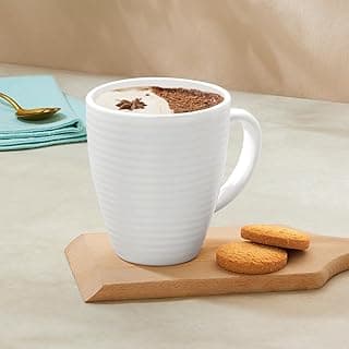 Larah by BOROSIL Tea/Coffee Orbit White Opalware 390 ml Mug, Microwave & Dishwasher Safe, Bone-Ash Free, Crockery Set Ideal for Daily Use & Gifting