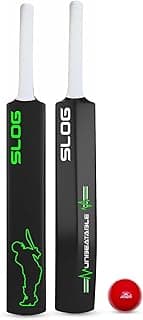 Jaspo Slog Plastic Cricket Kit | 34 Inch Bat Specially Designed for Tennis Ball & Wind Ball | Durable Cricket Set for Kids, Beginners & Casual Play | (Slog Bat with 1pc Ball)