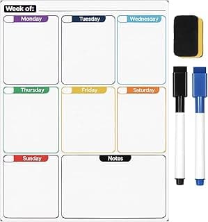 Magnetic Meal Planner for Fridge | Weekly Planner Whiteboard with 2 Markers & Eraser | Kitchen & Office Dry Erase Calendar Board